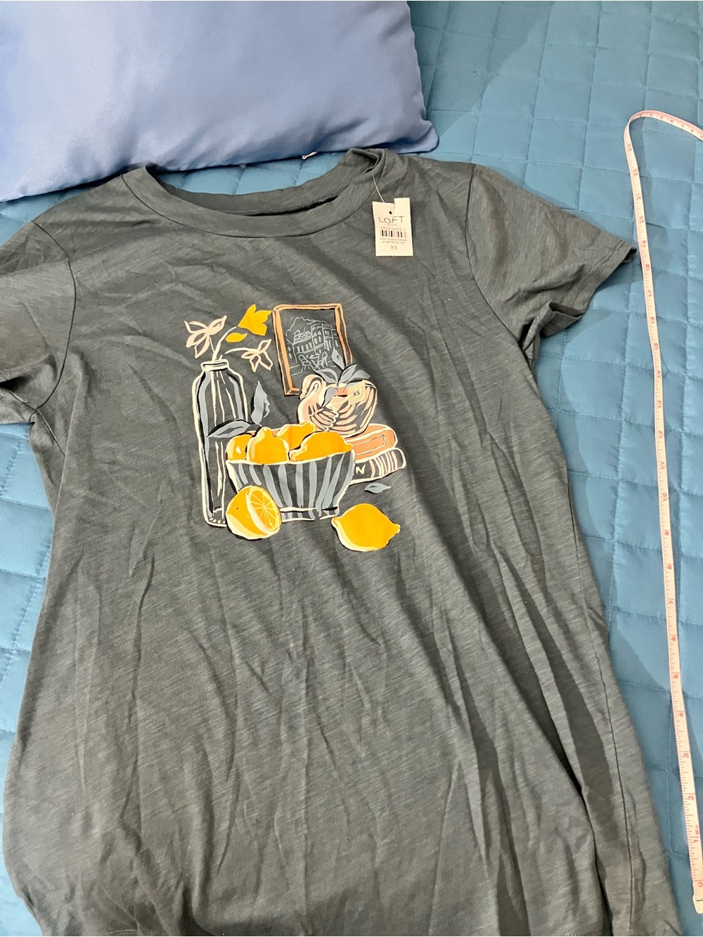 LOFT Girls' Gray Short-Sleeve Tee with Yellow Lemon Graphic